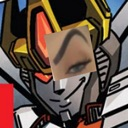 Robot character with a realistic human eyebrow raised in a skeptical expression.