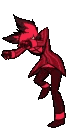 Alastor from Hazbin Hotel performing a frantic, glitchy dance in pixel art style.