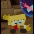 SpongeBob character flailing arms and screaming with an open mouth in a repeating animated loop.