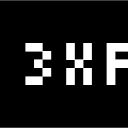 White pixelated characters 3 and x on a black background.