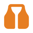 Orange vest icon in a flat, minimalist style.