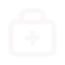 First aid kit icon with a medical cross symbol in white on a black background.