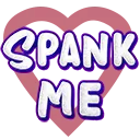 Heart shape with the text Spank Me written in bold white letters.