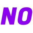 The word NO written in a bold, slanted purple font on a black background.