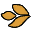 Golden abstract emblem consisting of three leaf-shaped segments against a black background.