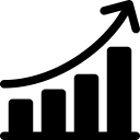 A green bar chart with an arrow pointing upwards to indicate growth.