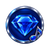 A glowing blue sapphire gemstone decorated with a small silver musical note.
