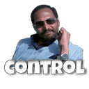 A man wearing sunglasses looks at the camera with a calm expression above the word CONTROL.