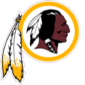 Native American profile logo with feathers inside a yellow circle.