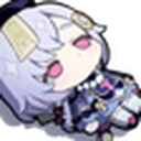 Chibi anime girl with closed eyes and a relaxed expression appearing to be asleep.