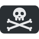 Skull and crossbones icon in white against a dark gray square background.