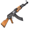 AK-47 assault rifle rendered in a pixel art style.