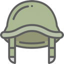 A green military-style combat helmet with a flat design.