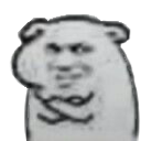 A crudely drawn creature with a grumpy expression and arms crossed in a judgmental pose.