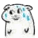 Hamster with a nervous expression and blue sweat drops on its head.