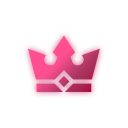 A stylized pink crown icon on a dark background.