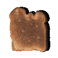 Toast slices in various stages of browning arranged in a row.