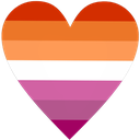 Heart shape filled with the horizontal stripes of the lesbian pride flag.
