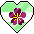Heart icon colored with the diamoric pride flag featuring a small flower in the center.