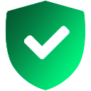 Shield icon with a checkmark in a vibrant green gradient.