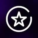 A white star icon centered inside a partial circular frame on a dark purple background.