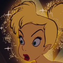 Tinkerbell with a shocked expression and her mouth slightly open.