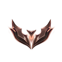 Bronze rank emblem with a metallic finish and sharp, wing-like edges.