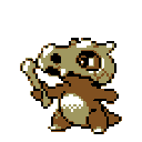 Cubone swings its bone back and forth in a repeating pixel art animation.