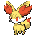 Fennekin the fox Pokémon standing with its large orange-tufted ears alert.