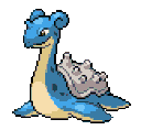 Lapras from Pokemon standing in a repeating pixel art sequence.