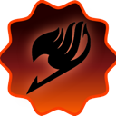 Fairy Tail guild mark emblem in black on an orange star-shaped background.