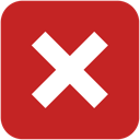 White X mark centered on a red square background.