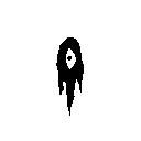 A black silhouette of a figure dripping downwards against a white background.