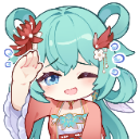 Anime girl with teal hair winking and touching her head in a sheepish apology gesture.