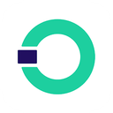 A teal circular icon with a dark purple rectangular block attached to the left side.