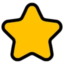 Yellow star with rounded edges on a black background.