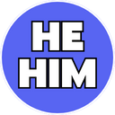 The text HE HIM written in white bold letters inside a blue circle.