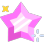 A pink pixelated star with yellow and white sparkles surrounding it.