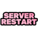 Pink text reading SERVER RESTART on a black background.