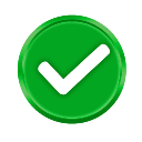 Green checkmark button with a white check symbol.