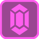 A glowing purple and pink crystal icon centered on a rounded square background.