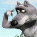Cartoon wolf tapping his temple with his finger to suggest someone is crazy.