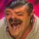 El Risitas laughing hysterically with a distorted, deep-fried facial expression.