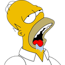 Homer Simpson with his eyes half-closed and mouth wide open with drool dripping out.