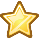 A shiny, three-dimensional gold star with a glossy finish.