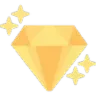 A yellow pixelated diamond with sparkling stars around it.