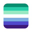 MLM pride flag with horizontal stripes of green, teal, white, blue, and purple.