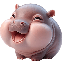 Baby hippo with chubby cheeks smiling broadly.