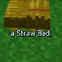 Straw bed item from Minecraft with the text a Straw Bed displayed below it.
