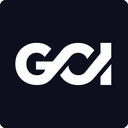 A white stylized monogram logo on a dark background.